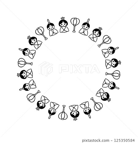 Simple hand-drawn cute Hinamatsuri frame Simple hand-drawn cute Hinamatsuri frame 125350584
