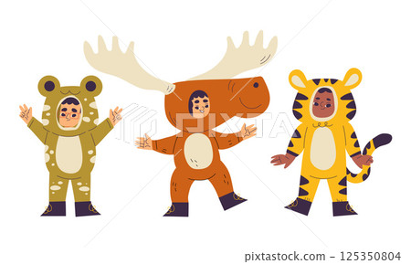 Joyful and Playful Kids Dressed in Animal Costumes, Sparking Fun and Imagination 125350804