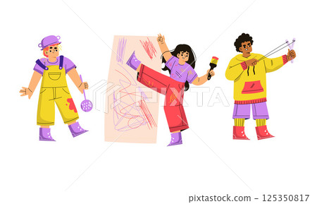 Creative Artists Enthusiastically Engaging in Various Vibrant and Artistic Activities 125350817