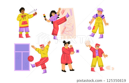 Colorful Characters Working Together on a Variety of Creative Activities and Projects Colorful Characters Working Together on a Variety of Creative Activities and Projects 125350819