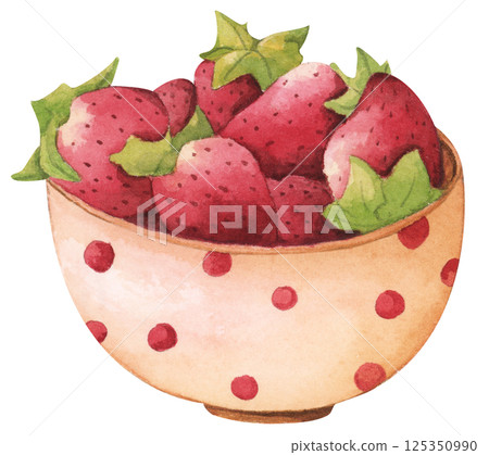 Strawberry Watercolor Picnic Basket with Rustic Farm Style and Cottagecore Charm 125350990