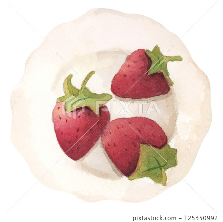 Strawberry Watercolor Picnic Basket with Rustic Farm Style and Cottagecore Charm 125350992