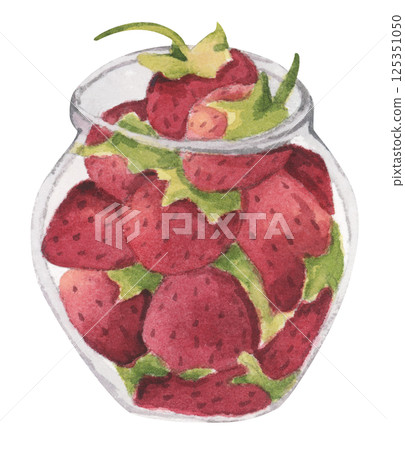 Strawberry Watercolor Picnic Basket with Rustic Farm Style and Cottagecore Charm 125351050