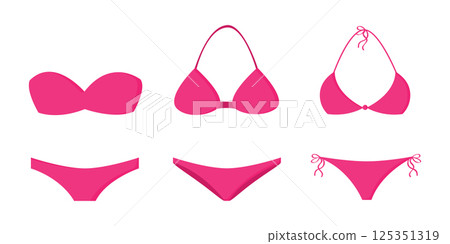 three bikinis with different patterns isolated vector illustration 125351319