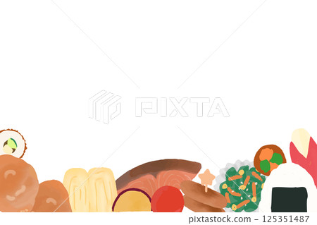 手繪可愛的便當配菜背景 125351487
