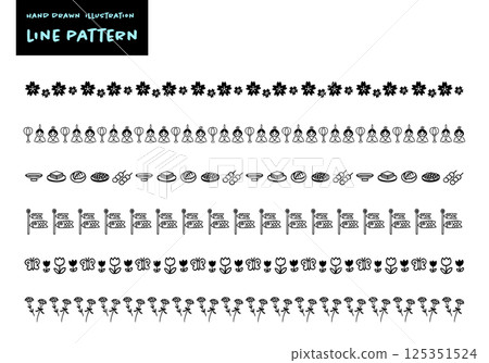 Simple hand-drawn cute spring image decorative border set Simple hand-drawn cute spring image decorative border set 125351524
