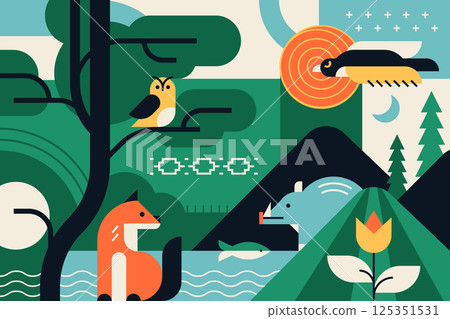 Natural park - flat design style illustration Natural park - flat design style illustration 125351531