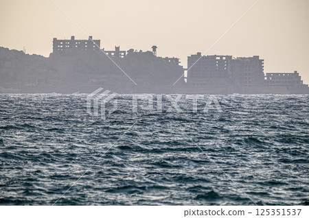 Evening view of Gunkanjima 125351537