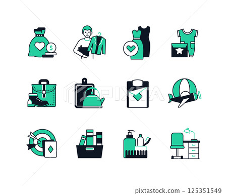 Shopping for yourself and for home - line design style icons set 125351549