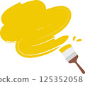 Yellow paint and brush 125352058