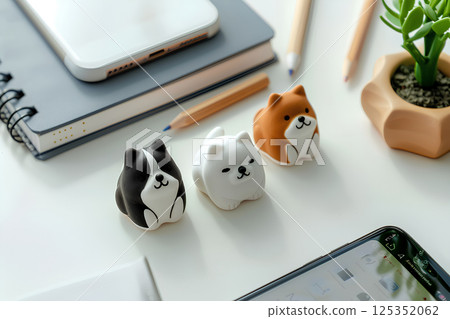 書寫工具和可愛的狗狗飾品 書寫工具和可愛的狗狗飾品 125352062