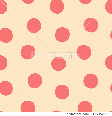 Seamless vector pattern with large retro polka dots in soft pastel tones. Pink circles on warm cream background. Perfect for textiles wallpapers stationery wrapping paper kids decor craft projects. Seamless vector pattern with large retro polka dots in soft pastel tones. Pink circles on warm cream background. Perfect for textiles wallpapers stationery wrapping paper kids decor craft projects. 125352089
