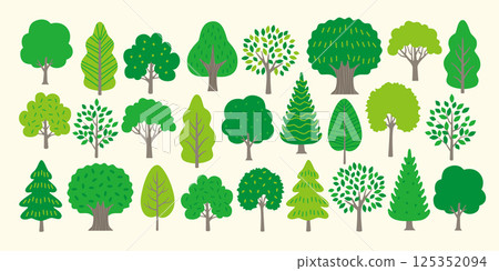 Green trees illustration set 125352094