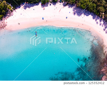 Beautiful colorful sand beach nature background,Amazing beach waves background, Aerial view wide angle sea background Beautiful colorful sand beach nature background,Amazing beach waves background, Aerial view wide angle sea background 125352412