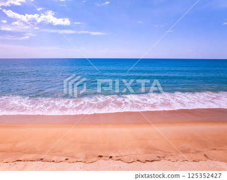 Beautiful colorful sand beach nature background,Amazing beach waves background, Aerial view wide angle sea background Beautiful colorful sand beach nature background,Amazing beach waves background, Aerial view wide angle sea background 125352427
