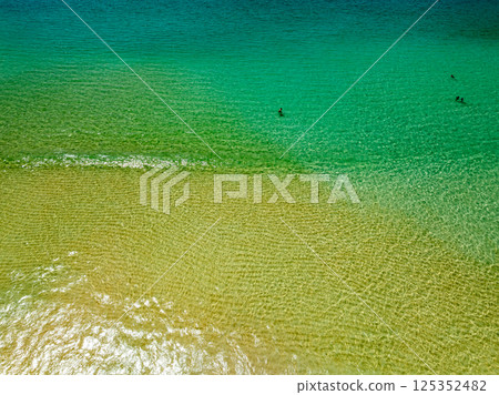 Beautiful landscape summer sea beach nature background,Amazing waves texture background, Aerial view wide angle sea background 125352482