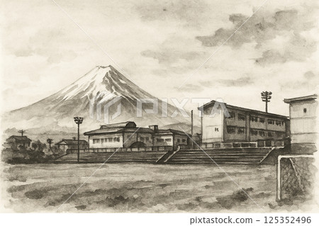 16 Styles of Art of Mt. Fuji and School Scenery 125352496
