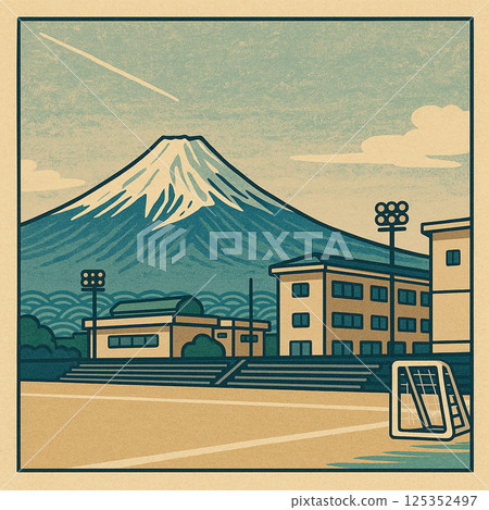 16 Styles of Art of Mt. Fuji and School Scenery 125352497