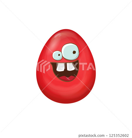 Goofy Easter Egg: Cartoon Character with Crossed Eyes and Big Grin, Whimsical Holiday Design for Spring Celebrations and Easter Greetings Goofy Easter Egg: Cartoon Character with Crossed Eyes and Big Grin, Whimsical Holiday Design for Spring Celebrations and Easter Greetings 125352602