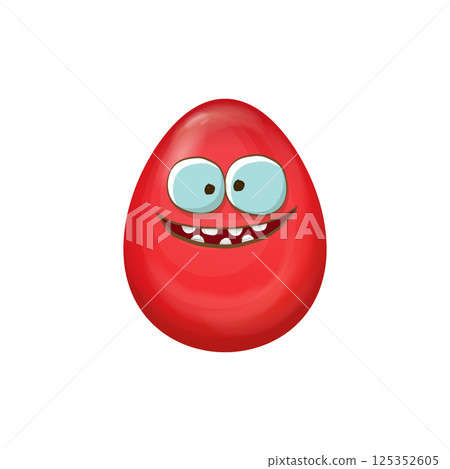 Cartoon red easter egg cartoon characters isolated on white background. Red color egg vector concept illustration. funky sweet easter character with eyes and mouth 125352605