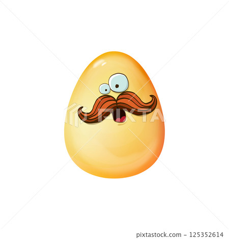 Cartoon golden easter egg cartoon characters isolated on white background. Gold color egg vector concept illustration. funky sweet easter character with eyes and mouth 125352614