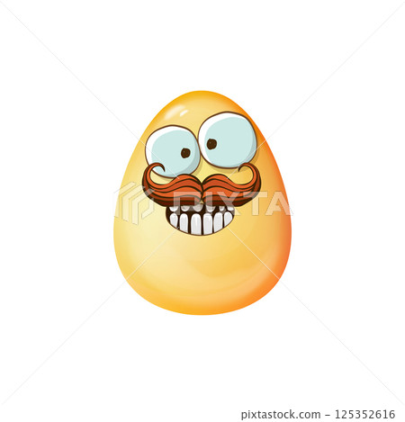 Cartoon golden easter egg cartoon characters isolated on white background. Gold color egg vector concept illustration. funky sweet easter character with eyes and mouth 125352616