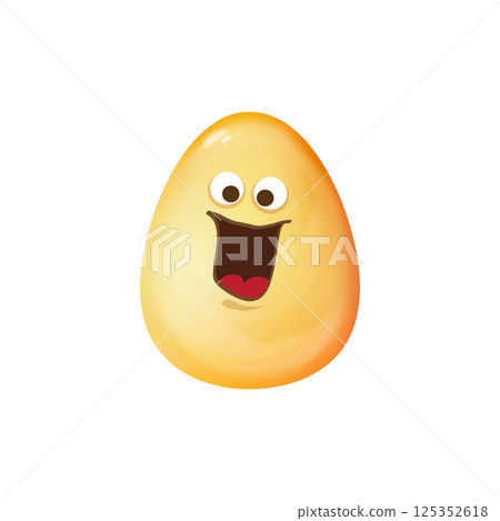 Cartoon golden easter egg cartoon characters isolated on white background. Gold color egg vector concept illustration. funky sweet easter character with eyes and mouth Cartoon golden easter egg cartoon characters isolated on white background. Gold color egg vector concept illustration. funky sweet easter character with eyes and mouth 125352618