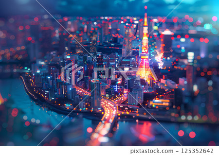 Tokyo Tower and beautiful Tokyo night view (3D)-2 125352642