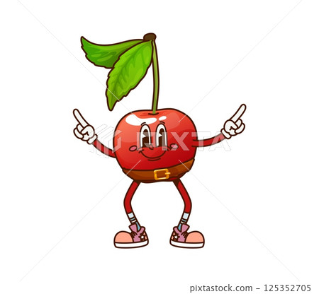 Groovy berry pirate or corsair character of cartoon cherry vector comic personage. Groovy berry pirate or Caribbean corsair and sailor skipper with happy smile on funny silly face of cherry character Groovy berry pirate or corsair character of cartoon cherry vector comic personage. Groovy berry pirate or Caribbean corsair and sailor skipper with happy smile on funny silly face of cherry character 125352705