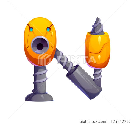 Robot font of hand gear letter typeface for cyborg machine cartoon English alphabet, vector type. Robot engineering font of mechanical part or robotic arm, letter N metal transformer mechanism type 125352792