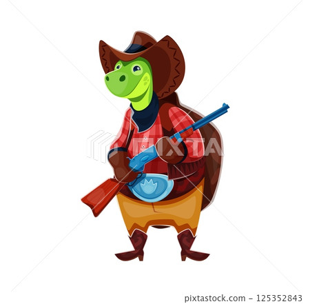 Cartoon turtle cowboy or sheriff and Wild West animal character, vector Western ranger. Turtle bandit or Texas cowboy and Wild West ranger animal character with rifle gun and cowboy hat Cartoon turtle cowboy or sheriff and Wild West animal character, vector Western ranger. Turtle bandit or Texas cowboy and Wild West ranger animal character with rifle gun and cowboy hat 125352843
