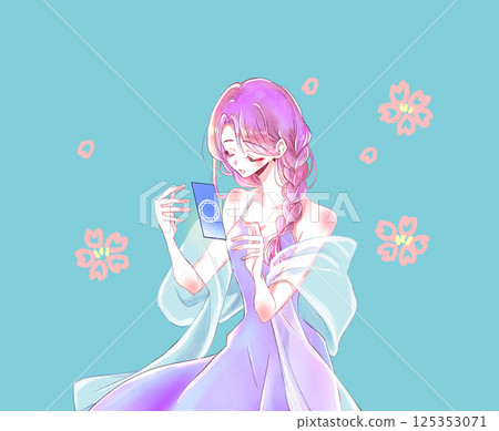算命女士、塔羅牌、櫻花 算命女士、塔羅牌、櫻花 125353071