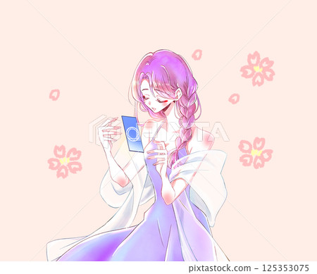 算命女士、塔羅牌、櫻花 算命女士、塔羅牌、櫻花 125353075