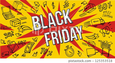 Horizontal background with Black Friday elements 125353518