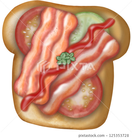 Bacon colorful hand drawn design elements cute. Bacon colorful hand drawn design elements cute. 125353728