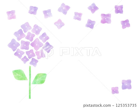 紫色繡球花水彩畫框 125353735