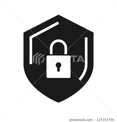 Security shield icon. security shields logotypes with padlock. Safety shield symbols. Vector illustration Security shield icon. security shields logotypes with padlock. Safety shield symbols. Vector illustration 125353790