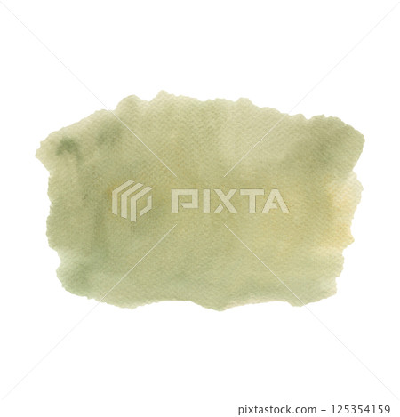 Pastel green watercolor stain isolated on white background. Hand drawn illustration of blot for your design, logo, emblem, banner, text. Delicate airy pastel spot for background. Template for decor. 125354159