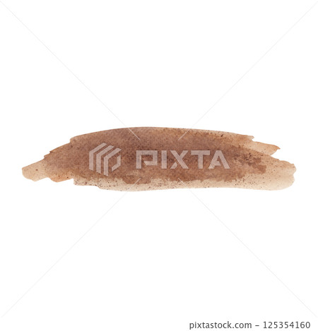 Abstract sand brown texture. Hand drawn watercolor illustration of surface patch isolated on the white background. Horizontal backdrop for design landscape, rural or farm scene. 125354160