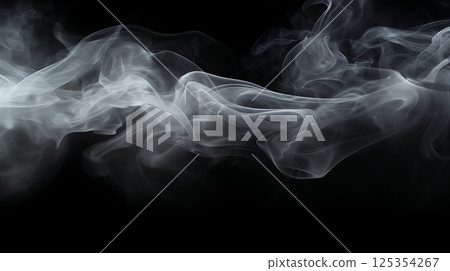 Abstract white smoke on black 125354267