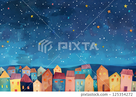 帶有粗獷水彩畫風格的可愛街道 帶有粗獷水彩畫風格的可愛街道 125354272