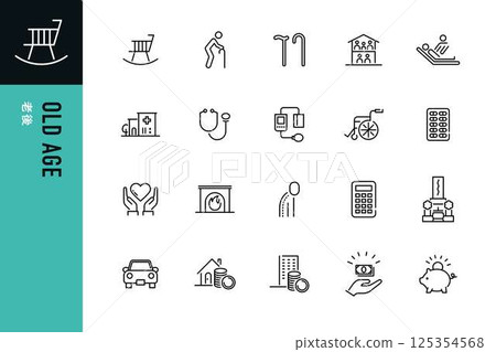 Retirement line icon set Retirement line icon set 125354568