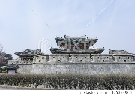 Pungnammun Gate is the only surviving gate among the four castle walls surrounding Jeonju. Pungnammun Gate is the only surviving gate among the four castle walls surrounding Jeonju. 125354966
