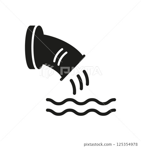 Pipe Discharging Water Solid Icon. Industrial Wastewater Release And Environmental Pollution Silhouette Symbol. Water Treatment And Effluent Management. Isolated Vector Illustration Pipe Discharging Water Solid Icon. Industrial Wastewater Release And Environmental Pollution Silhouette Symbol. Water Treatment And Effluent Management. Isolated Vector Illustration 125354978