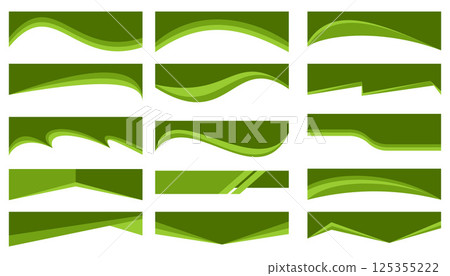 Header shape background for website design. Vector border for banner. Abstract divider for bottom or frame of template and web page. Presentation wavy and curve separator. 125355222