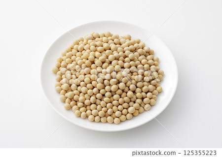 Soybeans on a white plate 125355223