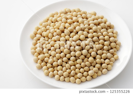 Soybeans on a white plate 125355226