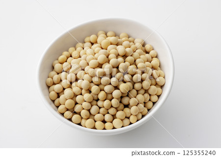 Soybeans on a white plate 125355240
