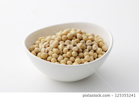 Soybeans on a white plate Soybeans on a white plate 125355241