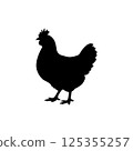 Black silhouette of a hen icon vector 125355257